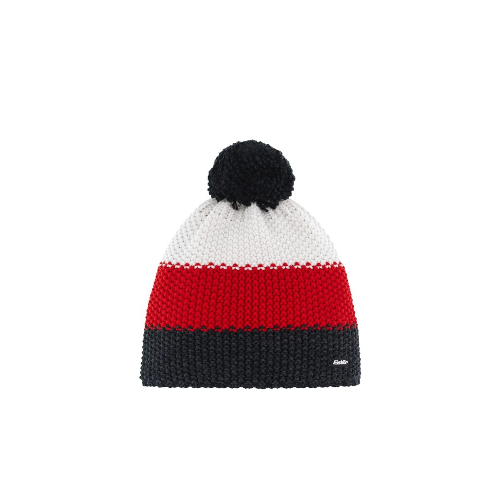 8419 Star Pompon Beanie Hat Blue - Red - White